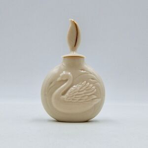 Lenox Swan Collection Porcelain Perfume Bottle Feather Stopper Gold Accent